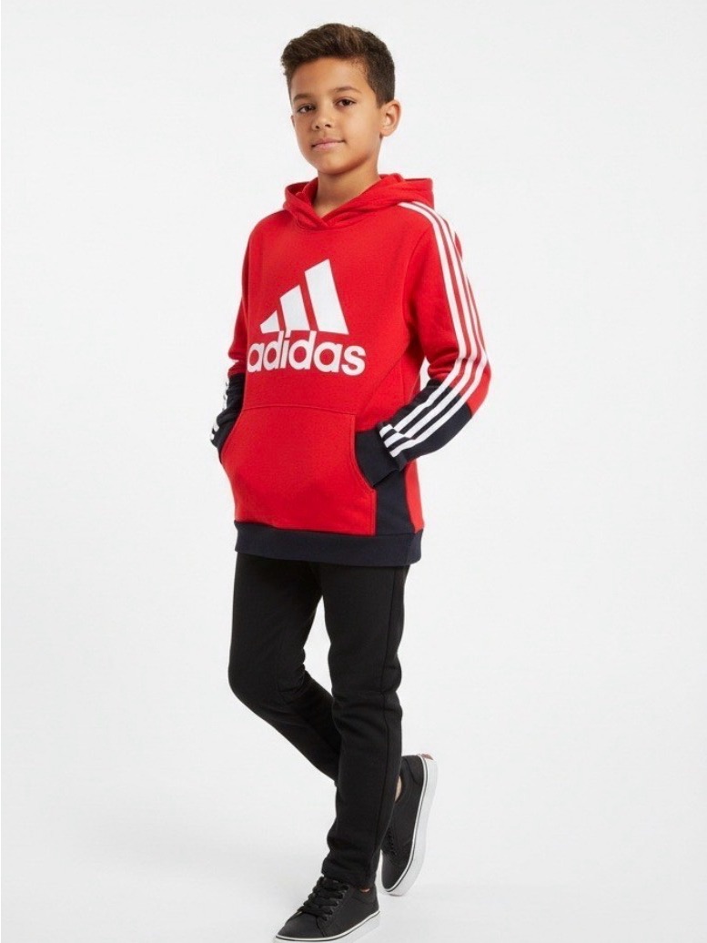Adidas Youth Size 8 Red Hoodie With White Logo And Navy Accents